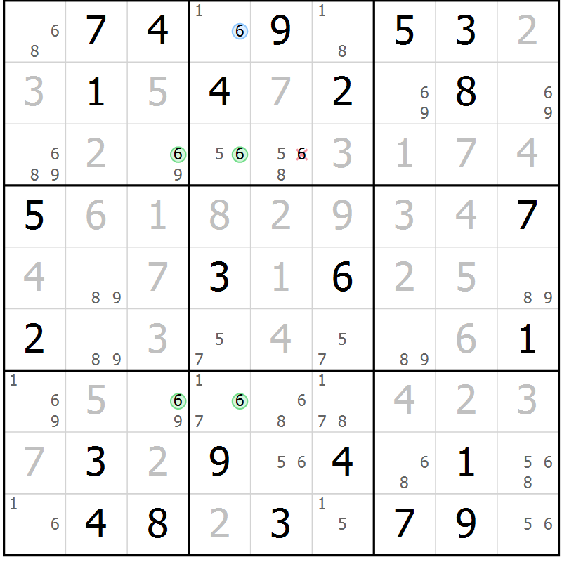 Position des candidats pour la solution de la Gr 24 page 27 du magazine de sudoku Virtuose n° 118