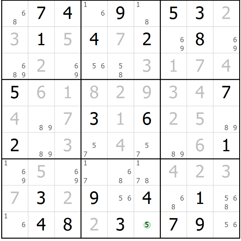Position des candidats pour la solution de la Gr 24 page 27 du magazine de sudoku Virtuose n° 118