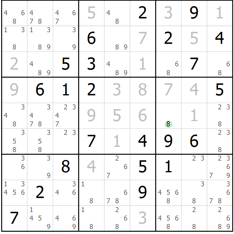Position des candidats pour la solution de la Gr 26 page 29 du magazine de sudoku Virtuose n° 118