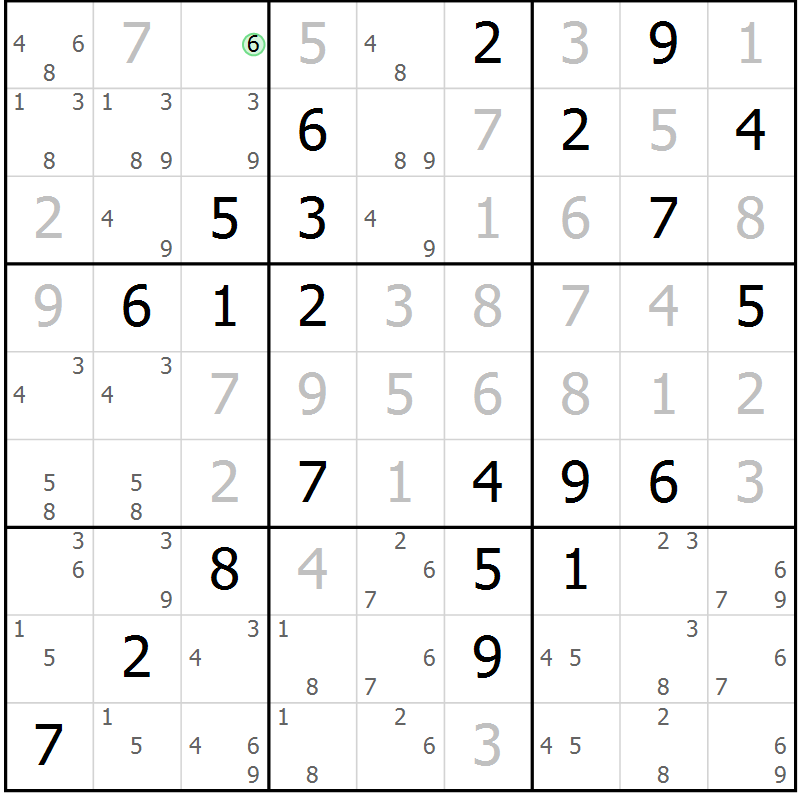 Position des candidats pour la solution de la Gr 26 page 29 du magazine de sudoku Virtuose n° 118