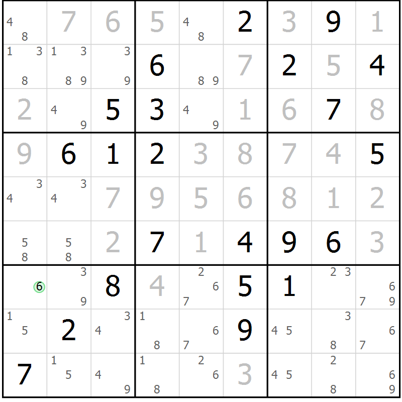 Position des candidats pour la solution de la Gr 26 page 29 du magazine de sudoku Virtuose n° 118