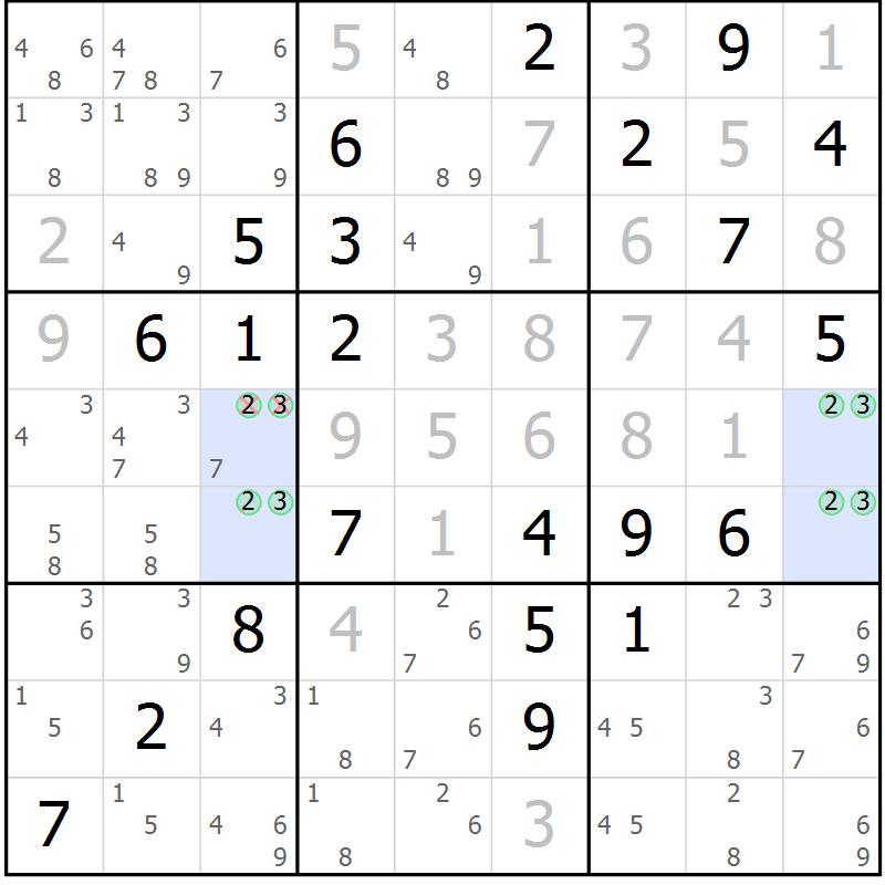 Position des candidats pour la solution de la Gr 26 page 29 du magazine de sudoku Virtuose n° 118