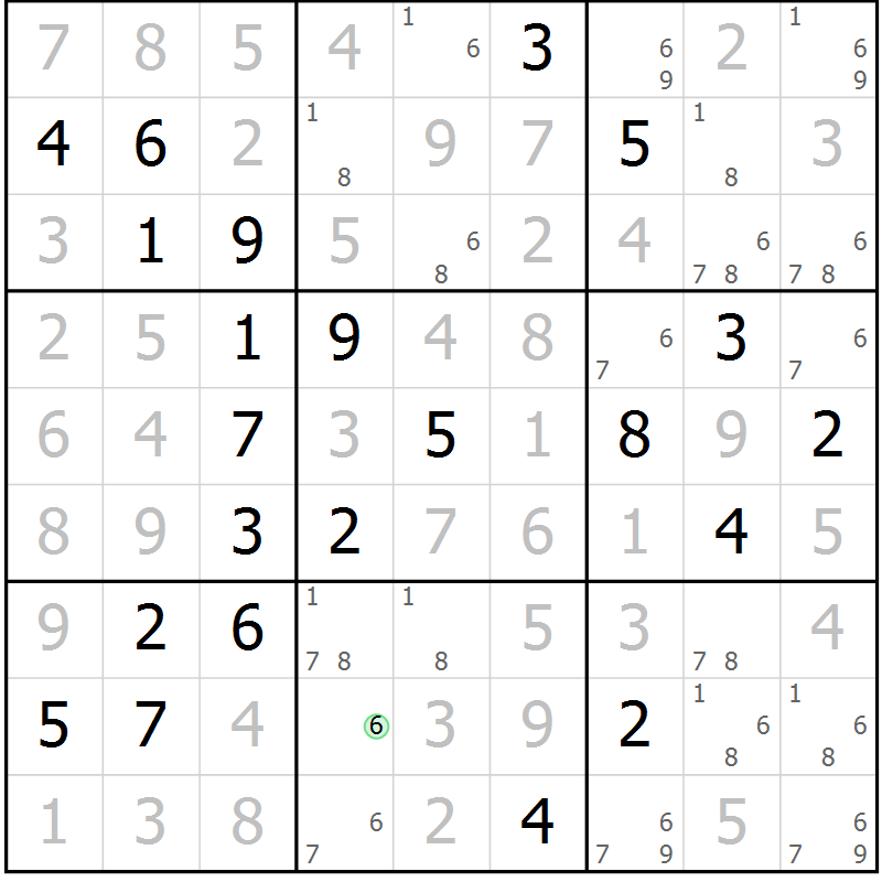 Position des candidats pour la solution de la Gr 27 page 30 du magazine de sudoku Virtuose n° 118