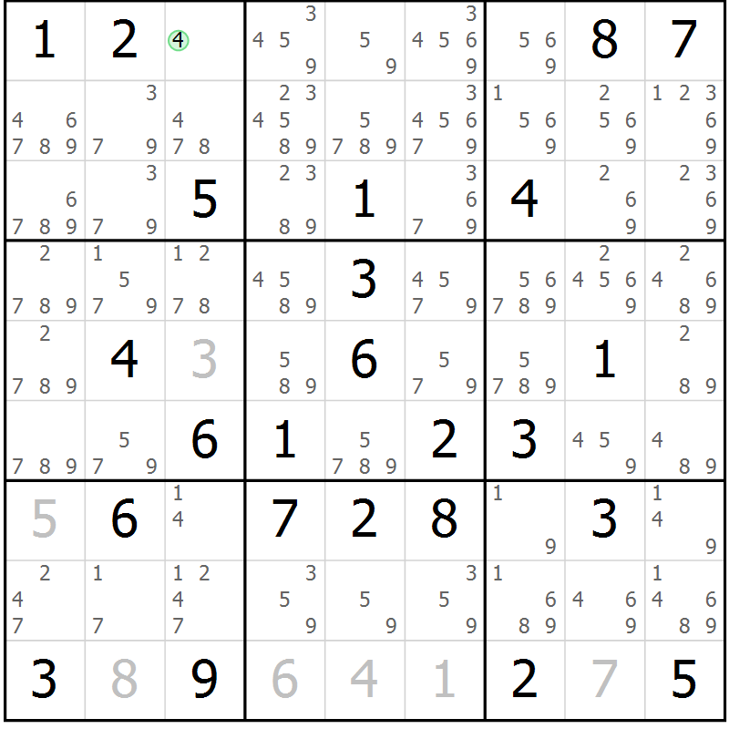 Position des candidats pour la solution de la Gr 28 page 31 du magazine de sudoku Virtuose n° 118
