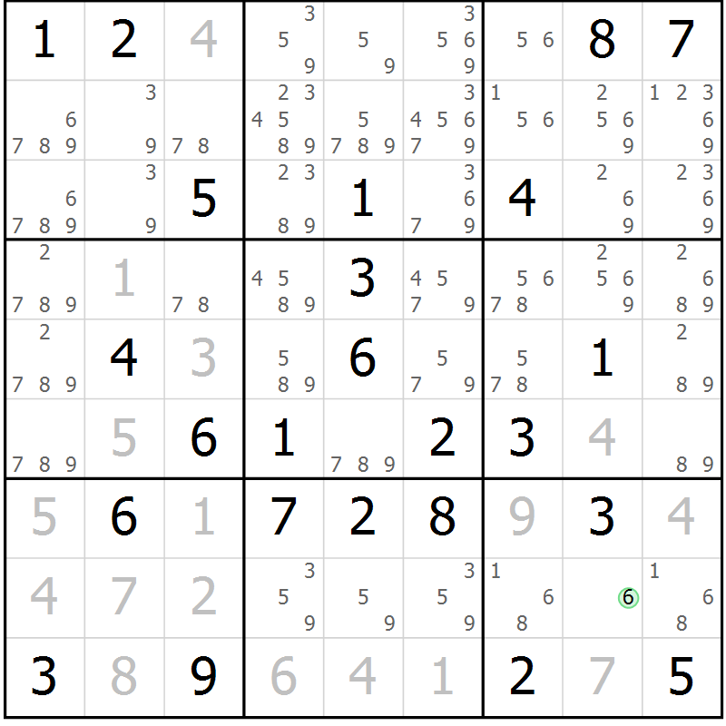 Position des candidats pour la solution de la Gr 28 page 31 du magazine de sudoku Virtuose n° 118