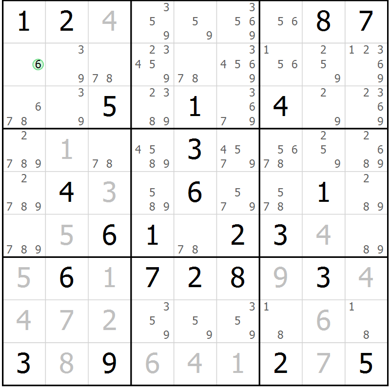 Position des candidats pour la solution de la Gr 28 page 31 du magazine de sudoku Virtuose n° 118