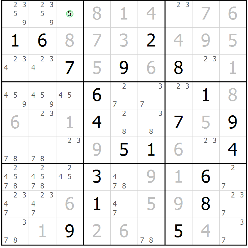 Position des candidats pour la solution de la Gr 29 page 32 du magazine de sudoku Virtuose n° 118