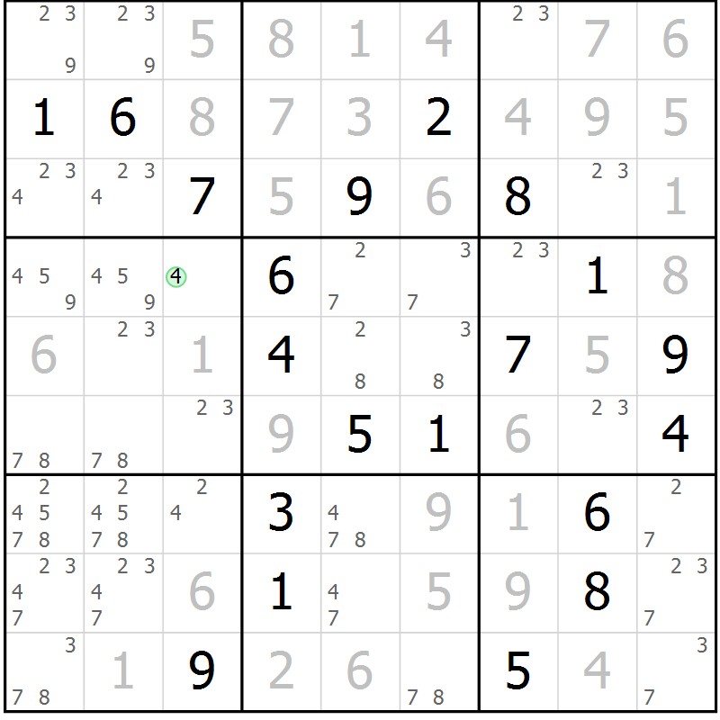 Position des candidats pour la solution de la Gr 29 page 32 du magazine de sudoku Virtuose n° 118