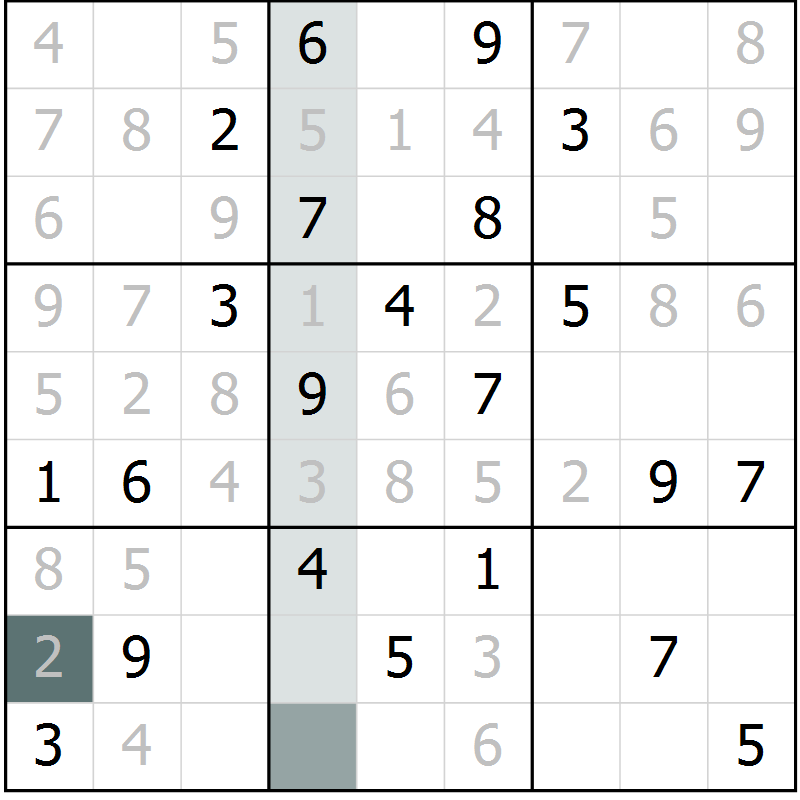 Position des candidats pour la solution de la Gr 3 page 6 du magazine de sudoku Virtuose n° 118