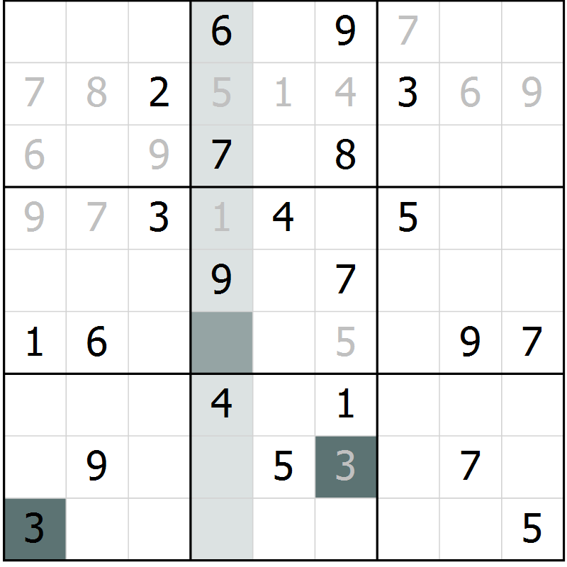 Position des candidats pour la solution de la Gr 3 page 6 du magazine de sudoku Virtuose n° 118