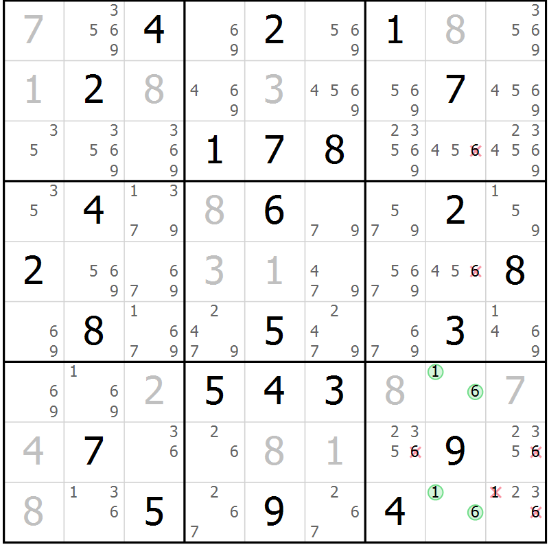 Position des candidats pour la solution de la Gr 30 page 33 du magazine de sudoku Virtuose n° 118