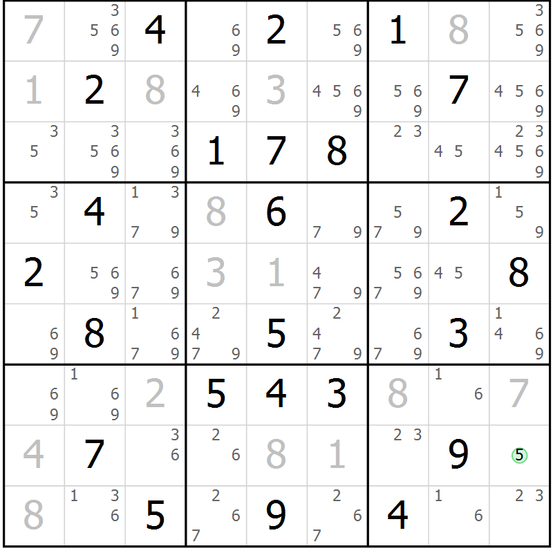 Position des candidats pour la solution de la Gr 30 page 33 du magazine de sudoku Virtuose n° 118