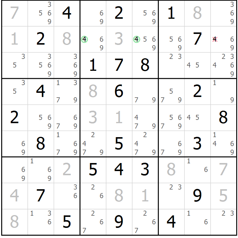 Position des candidats pour la solution de la Gr 30 page 33 du magazine de sudoku Virtuose n° 118