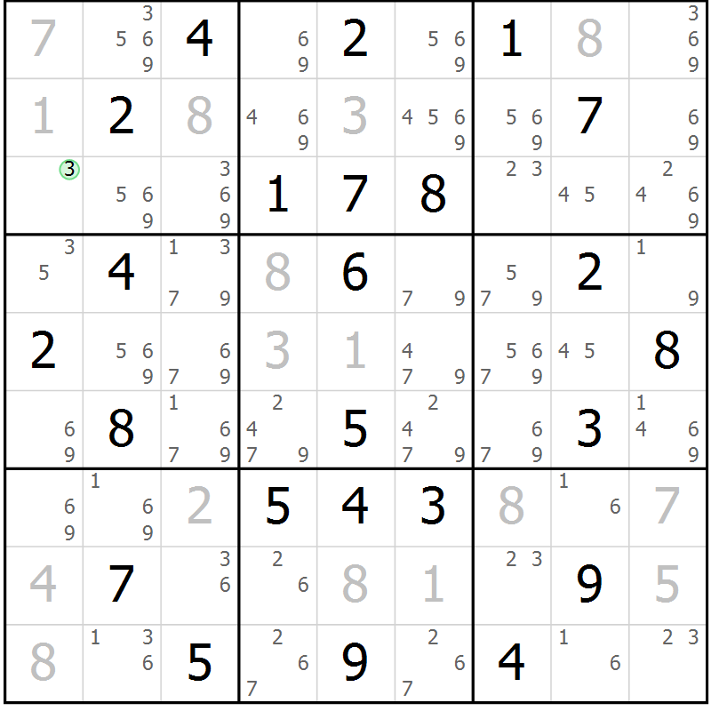 Position des candidats pour la solution de la Gr 30 page 33 du magazine de sudoku Virtuose n° 118