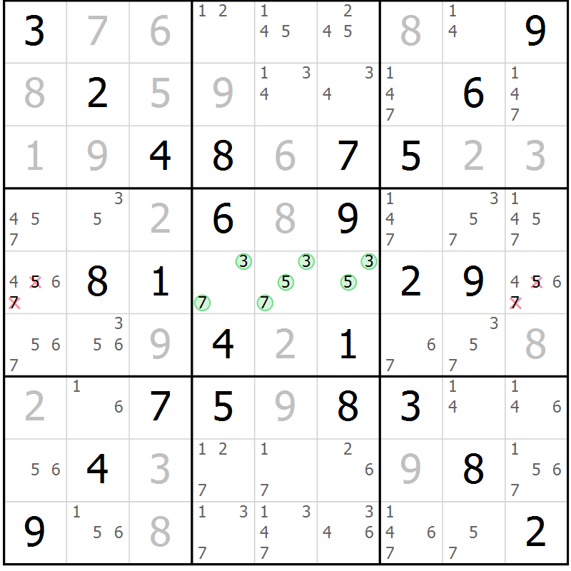 Position des candidats pour la solution de la Gr 31 page 34 du magazine de sudoku Virtuose n° 118