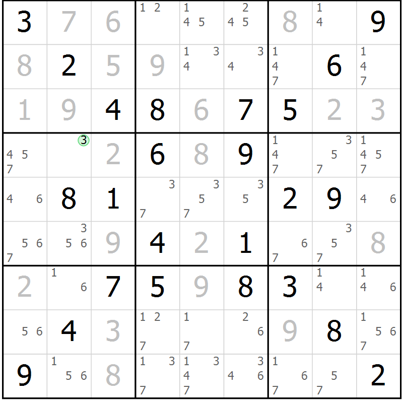 Position des candidats pour la solution de la Gr 31 page 34 du magazine de sudoku Virtuose n° 118