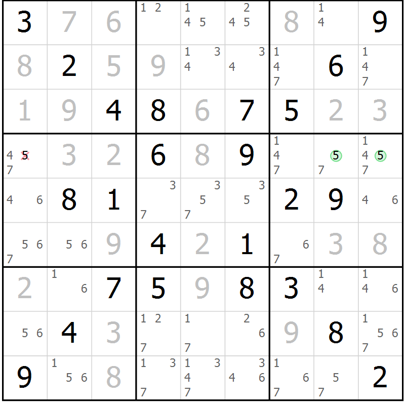 Position des candidats pour la solution de la Gr 31 page 34 du magazine de sudoku Virtuose n° 118