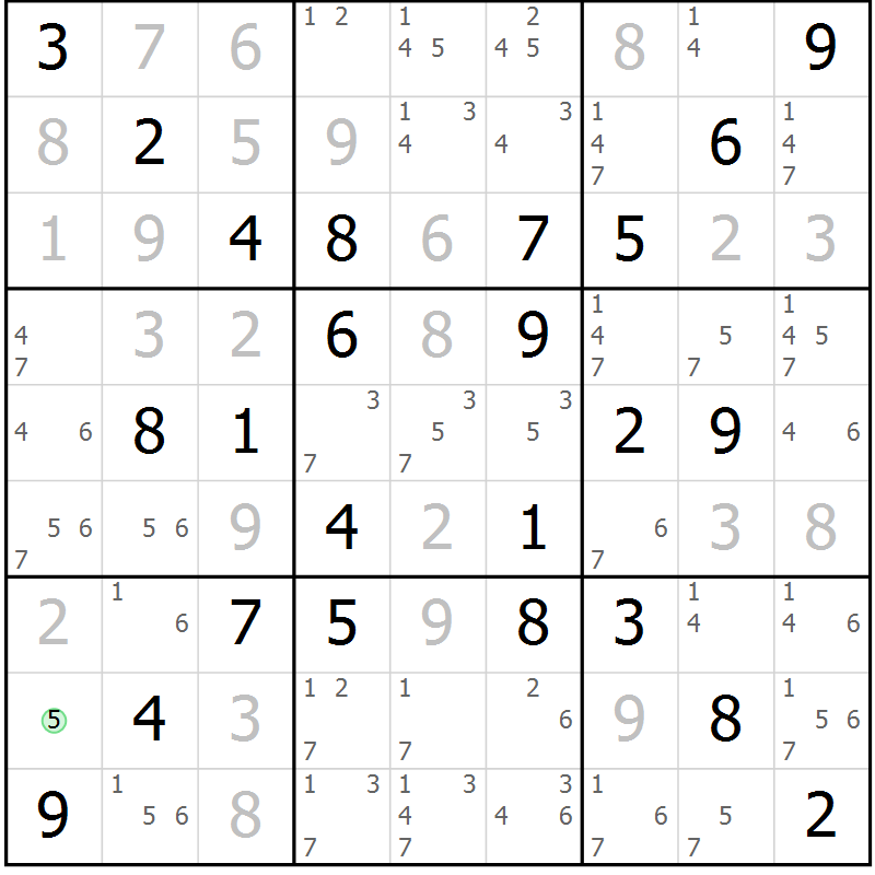 Position des candidats pour la solution de la Gr 31 page 34 du magazine de sudoku Virtuose n° 118