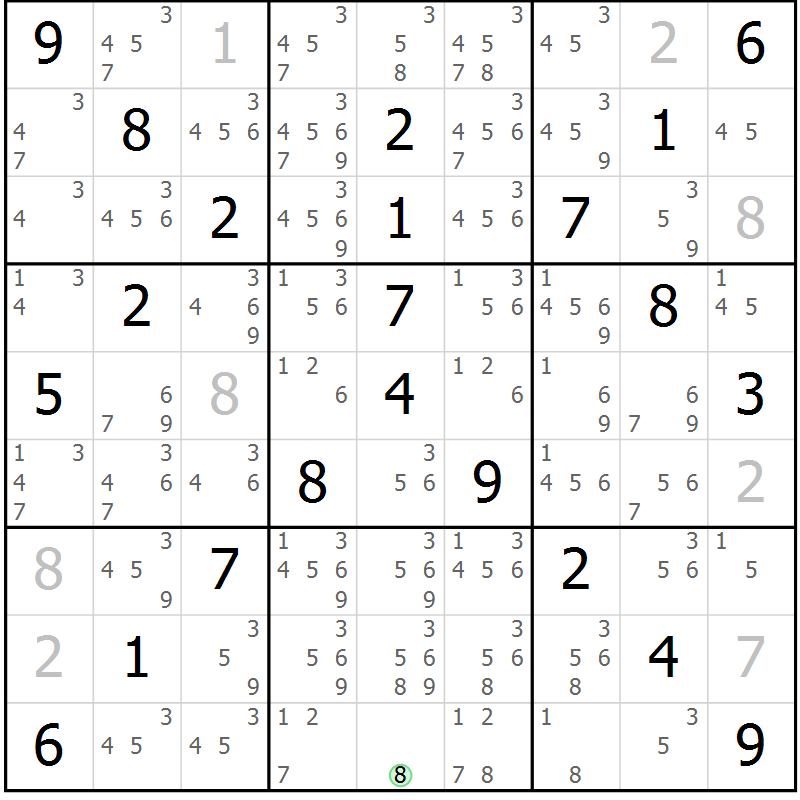 Position des candidats pour la solution de la Gr 32 page 35 du magazine de sudoku Virtuose n° 118