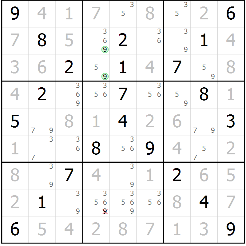 Position des candidats pour la solution de la Gr 32 page 35 du magazine de sudoku Virtuose n° 118
