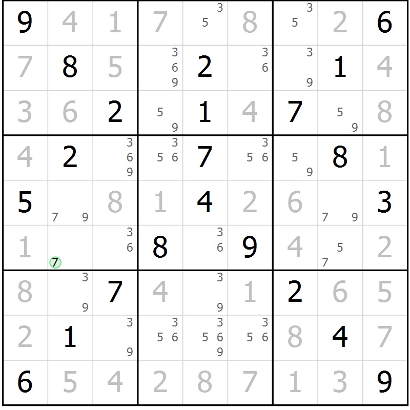 Position des candidats pour la solution de la Gr 32 page 35 du magazine de sudoku Virtuose n° 118