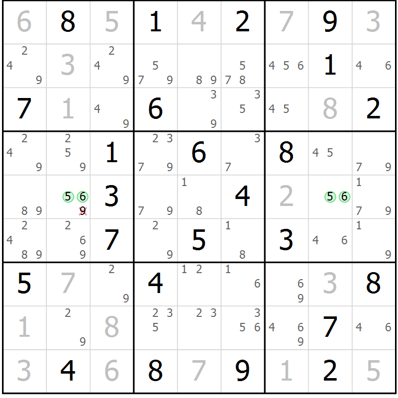 Position des candidats pour la solution de la Gr 34 page 37 du magazine de sudoku Virtuose n° 118