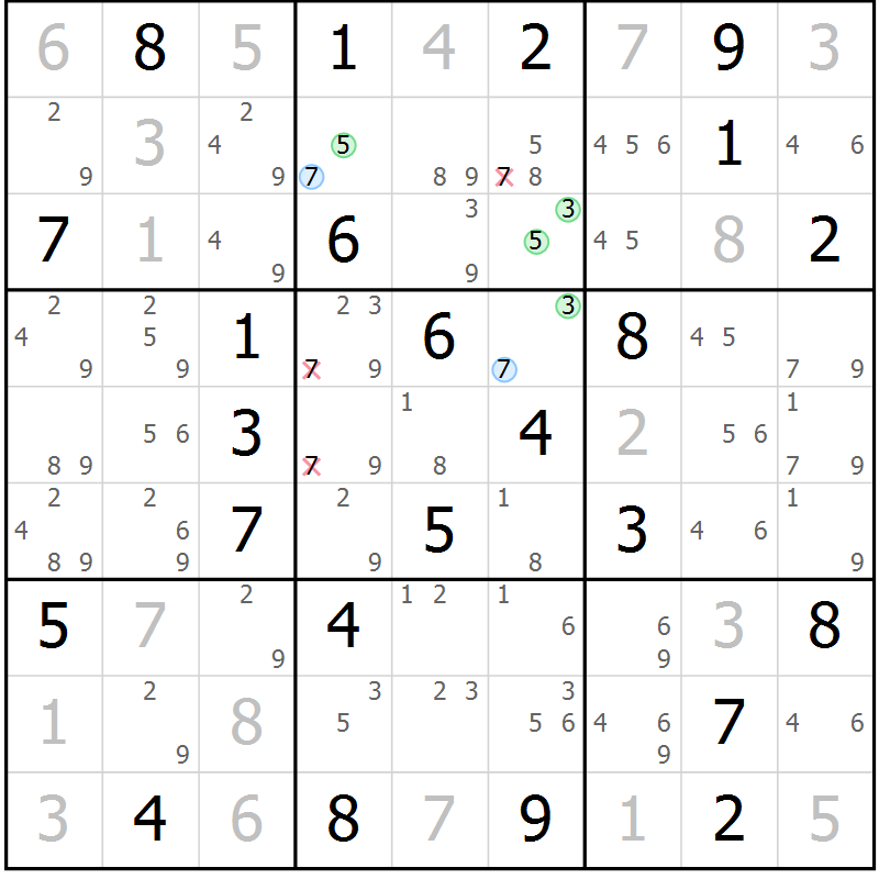 Position des candidats pour la solution de la Gr 34 page 37 du magazine de sudoku Virtuose n° 118