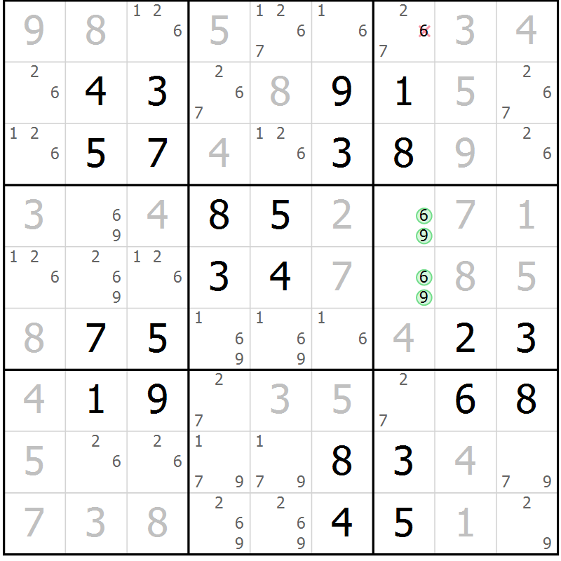 Position des candidats pour la solution de la Gr 35 page 38 du magazine de sudoku Virtuose n° 118