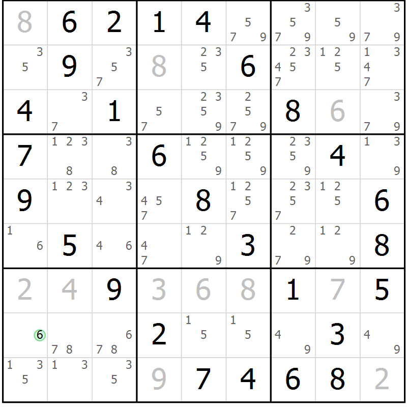 Position des candidats pour la solution de la Gr 37 page 40 du magazine de sudoku Virtuose n° 118