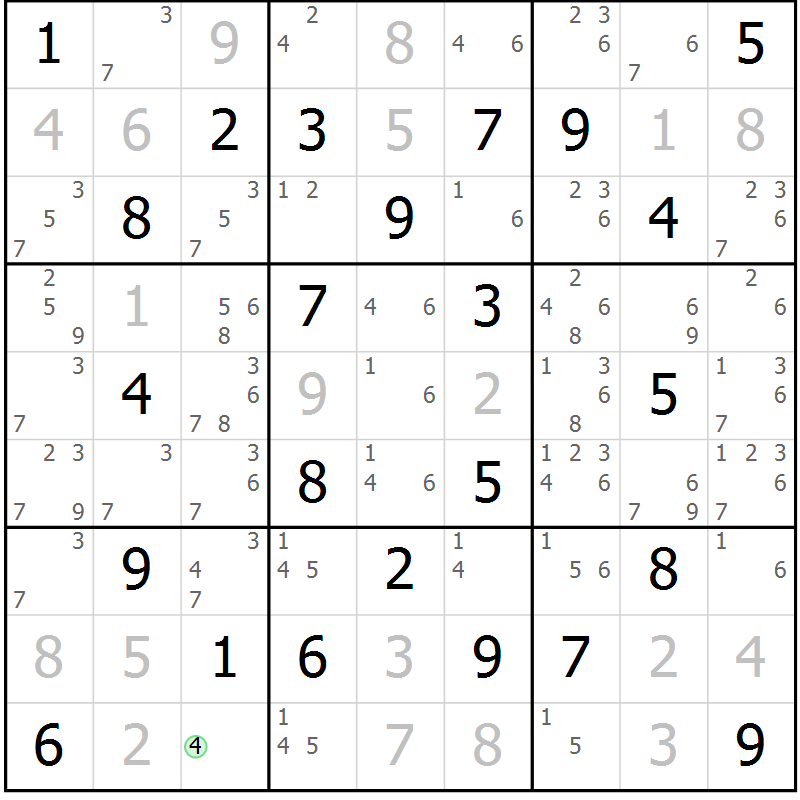 Position des candidats pour la solution de la Gr 38 page 41 du magazine de sudoku Virtuose n° 118