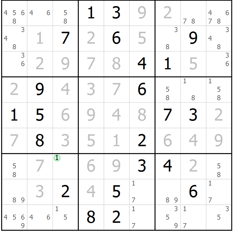 Position des candidats pour la solution de la Gr 4 page 7 du magazine de sudoku Virtuose n° 118