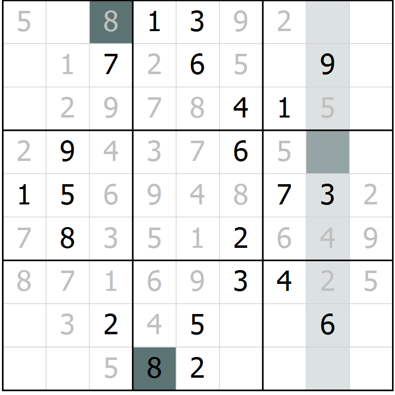 Position des candidats pour la solution de la Gr 4 page 7 du magazine de sudoku Virtuose n° 118