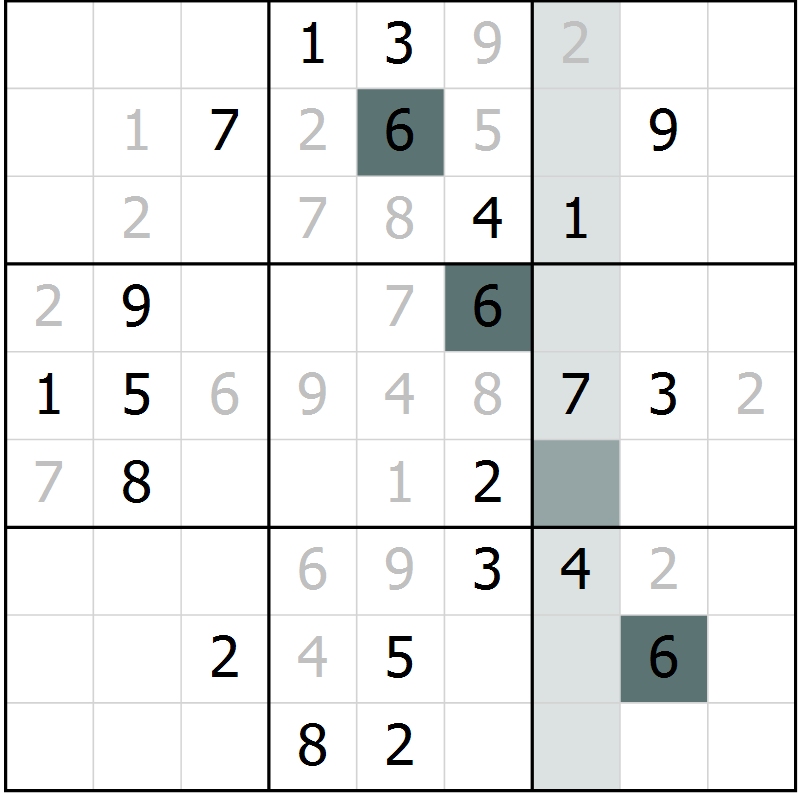 Position des candidats pour la solution de la Gr 4 page 7 du magazine de sudoku Virtuose n° 118