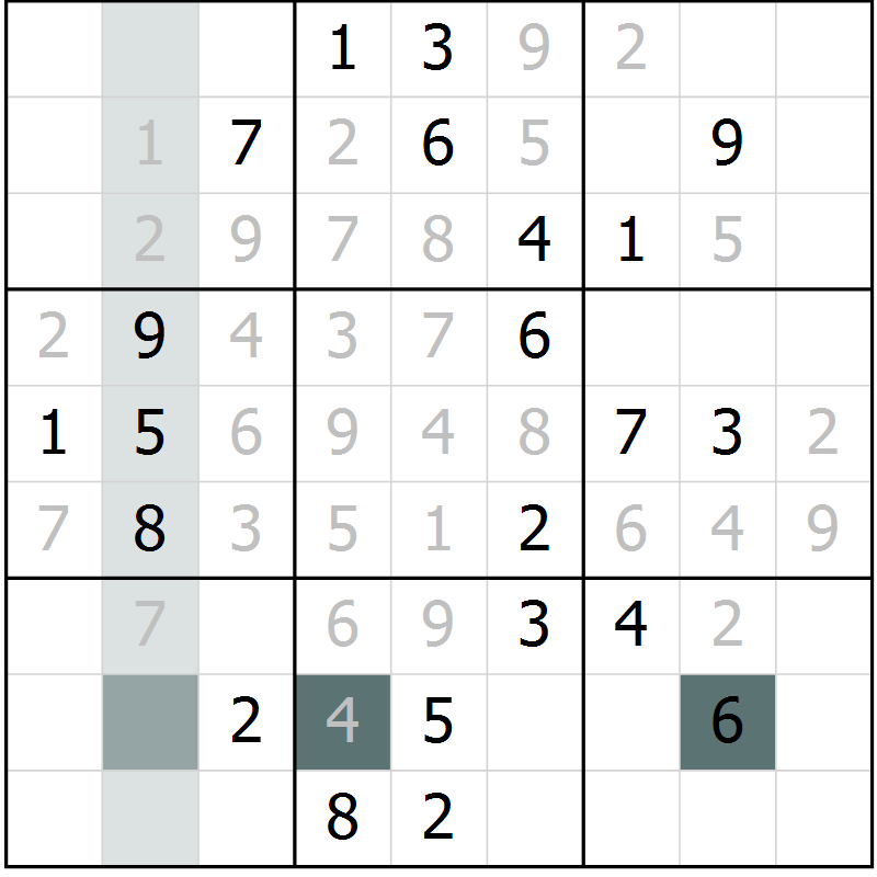 Position des candidats pour la solution de la Gr 4 page 7 du magazine de sudoku Virtuose n° 118