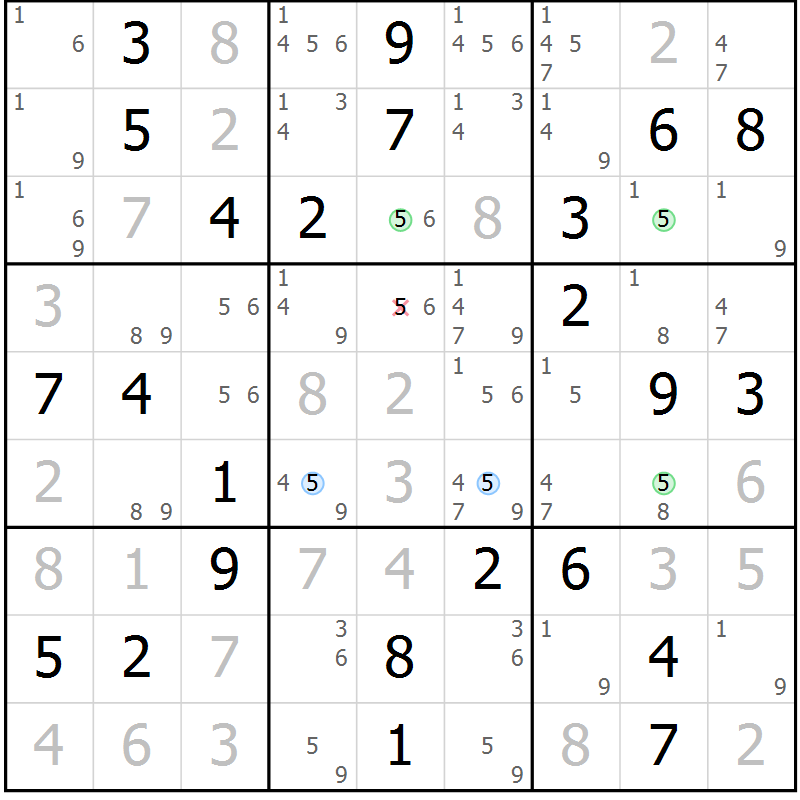 Position des candidats pour la solution de la Gr 40 page 43 du magazine de sudoku Virtuose n° 118