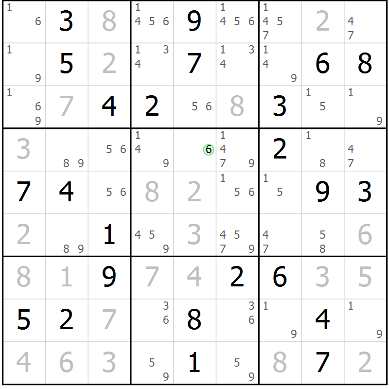 Position des candidats pour la solution de la Gr 40 page 43 du magazine de sudoku Virtuose n° 118