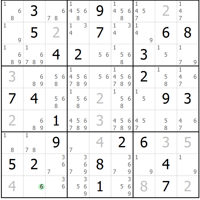 Position des candidats pour la solution de la Gr 40 page 43 du magazine de sudoku Virtuose n° 118