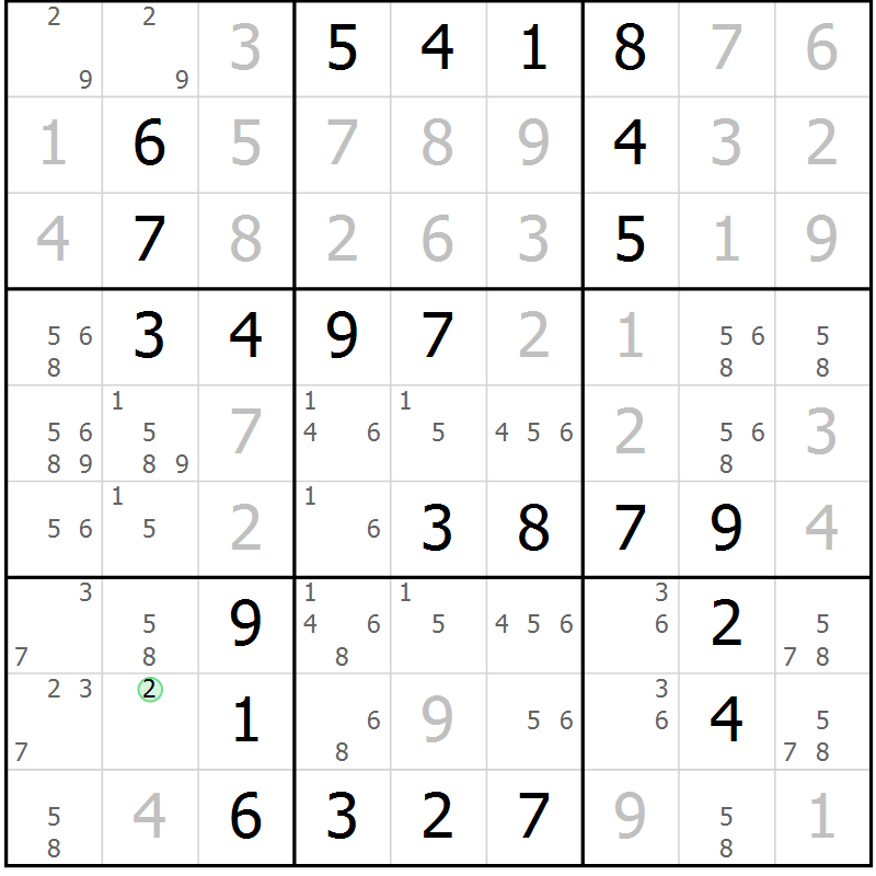 Position des candidats pour la solution de la Gr 41 page 44 du magazine de sudoku Virtuose n° 118