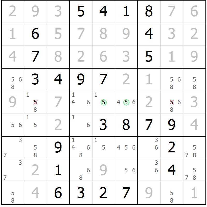 Position des candidats pour la solution de la Gr 41 page 44 du magazine de sudoku Virtuose n° 118