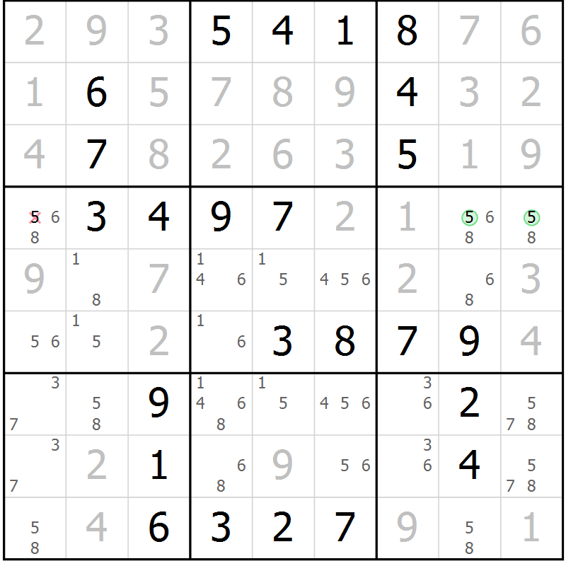 Position des candidats pour la solution de la Gr 41 page 44 du magazine de sudoku Virtuose n° 118