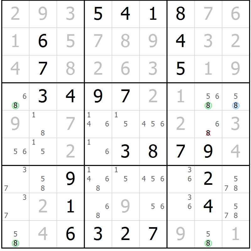 Position des candidats pour la solution de la Gr 41 page 44 du magazine de sudoku Virtuose n° 118