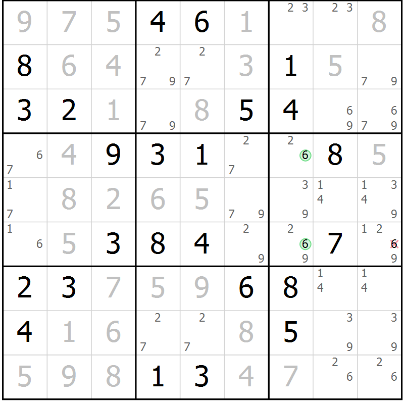 Position des candidats pour la solution de la Gr 42 page 45 du magazine de sudoku Virtuose n° 118
