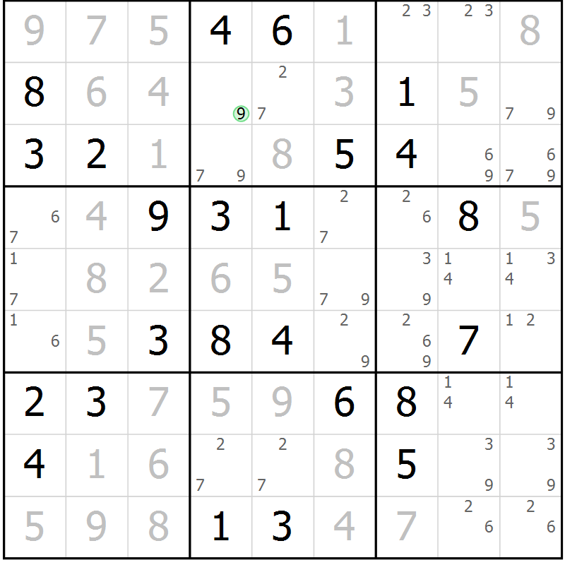 Position des candidats pour la solution de la Gr 42 page 45 du magazine de sudoku Virtuose n° 118
