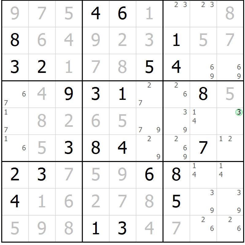 Position des candidats pour la solution de la Gr 42 page 45 du magazine de sudoku Virtuose n° 118