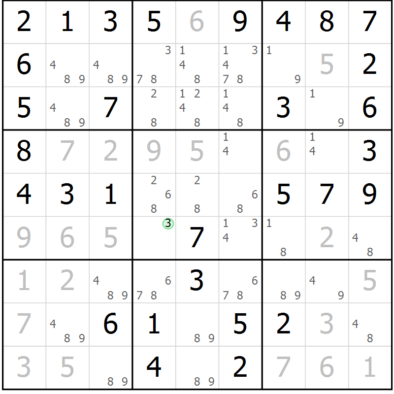 Position des candidats pour la solution de la Gr 47 page 50 du magazine de sudoku Virtuose n° 118