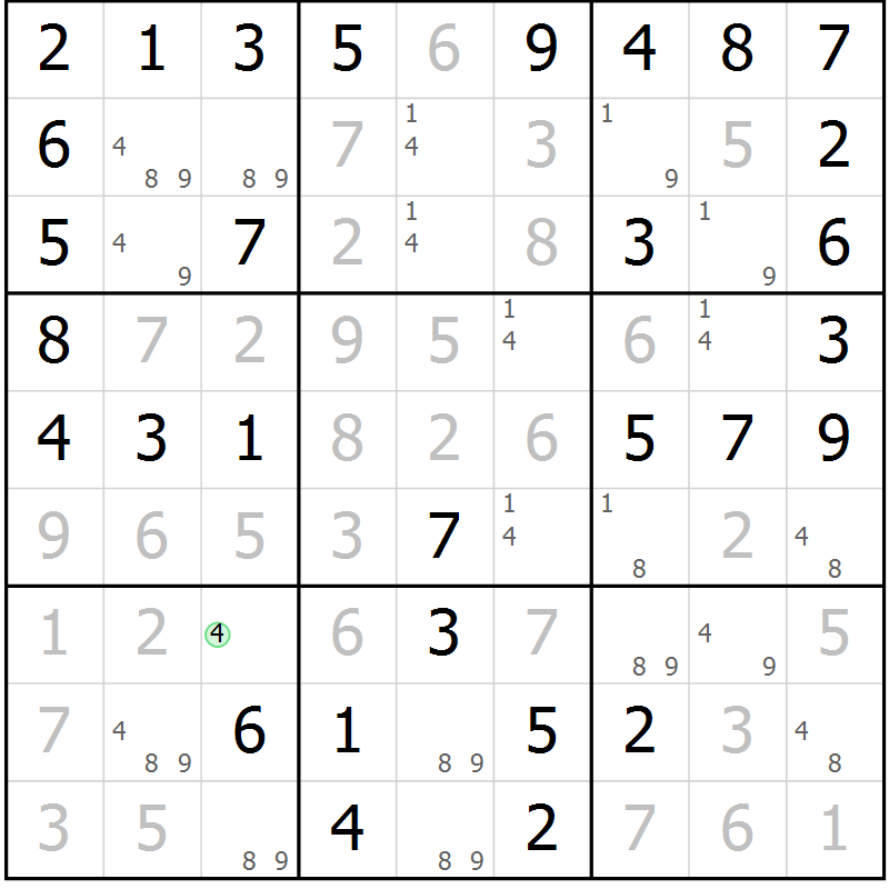 Position des candidats pour la solution de la Gr 47 page 50 du magazine de sudoku Virtuose n° 118