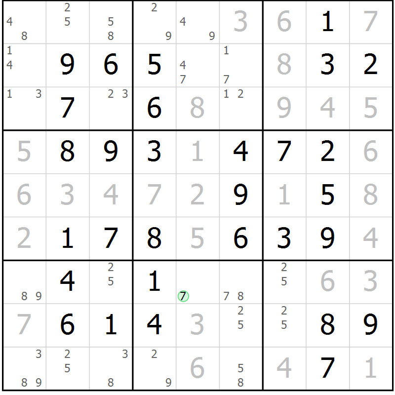 Position des candidats pour la solution de la Gr 49 page 52 du magazine de sudoku Virtuose n° 118