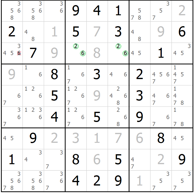 Position des candidats pour la solution de la Gr 51 page 54 du magazine de sudoku Virtuose n° 118