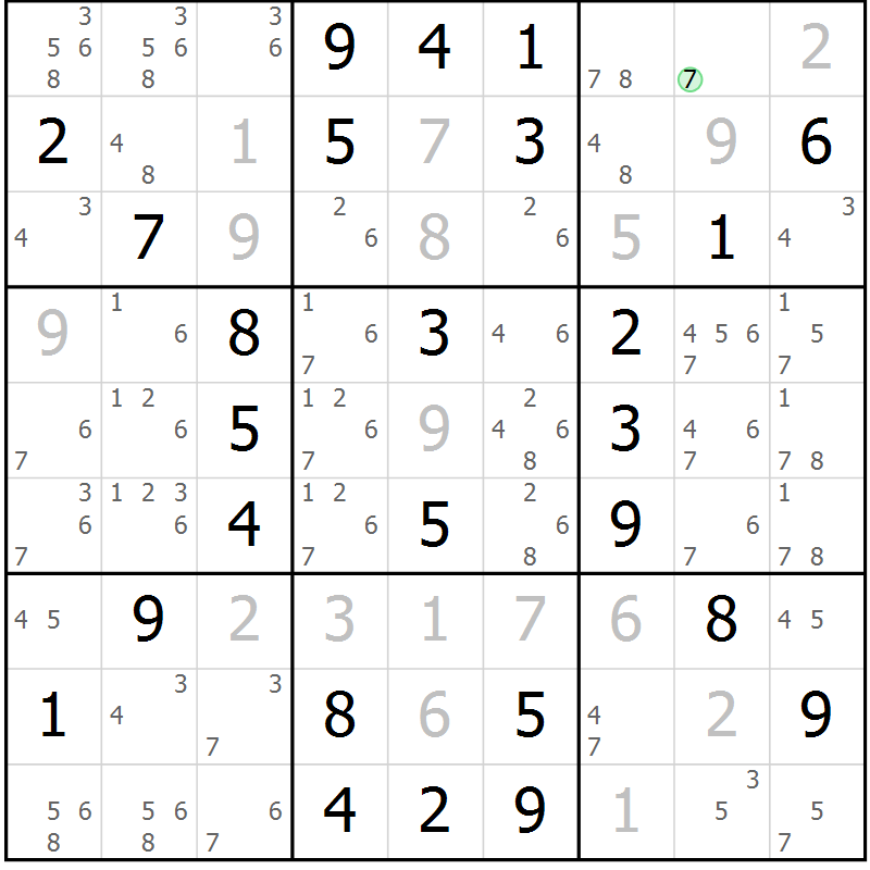 Position des candidats pour la solution de la Gr 51 page 54 du magazine de sudoku Virtuose n° 118