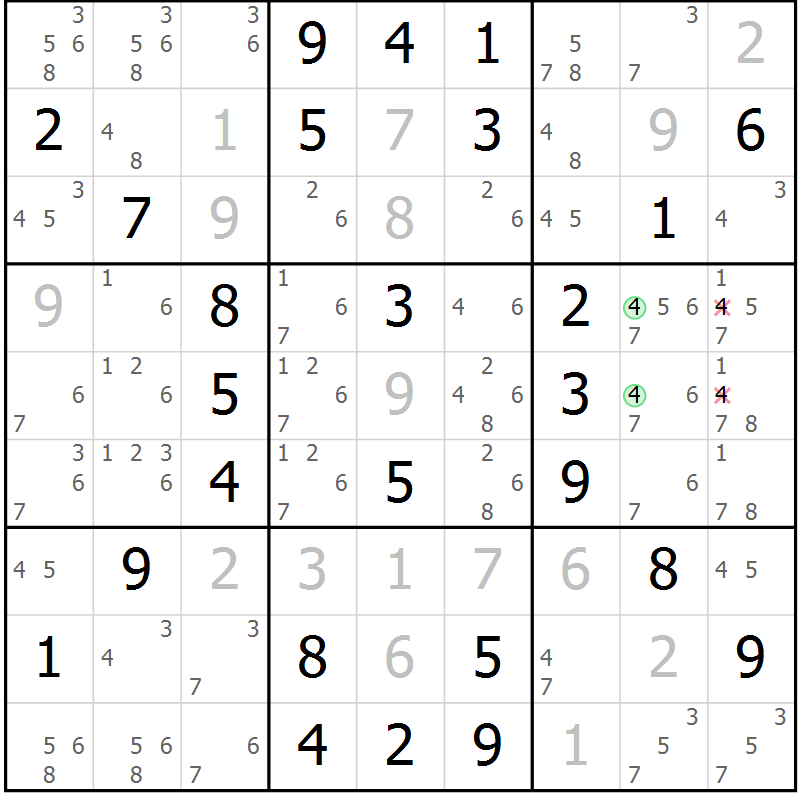 Position des candidats pour la solution de la Gr 51 page 54 du magazine de sudoku Virtuose n° 118